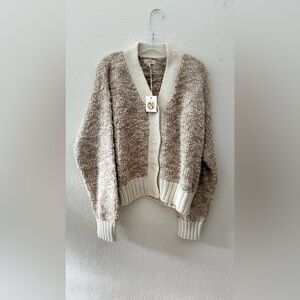 OZMA Beige and Cream Cardigan